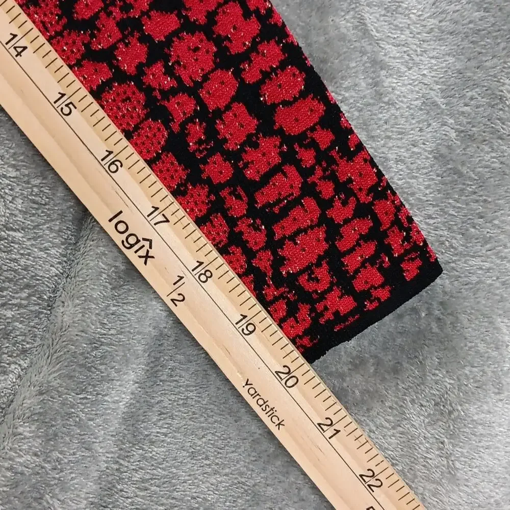 Carmen Marc Valvo Sweater w/ Faux Fur Collar Red‎ & Black Women's Size Small